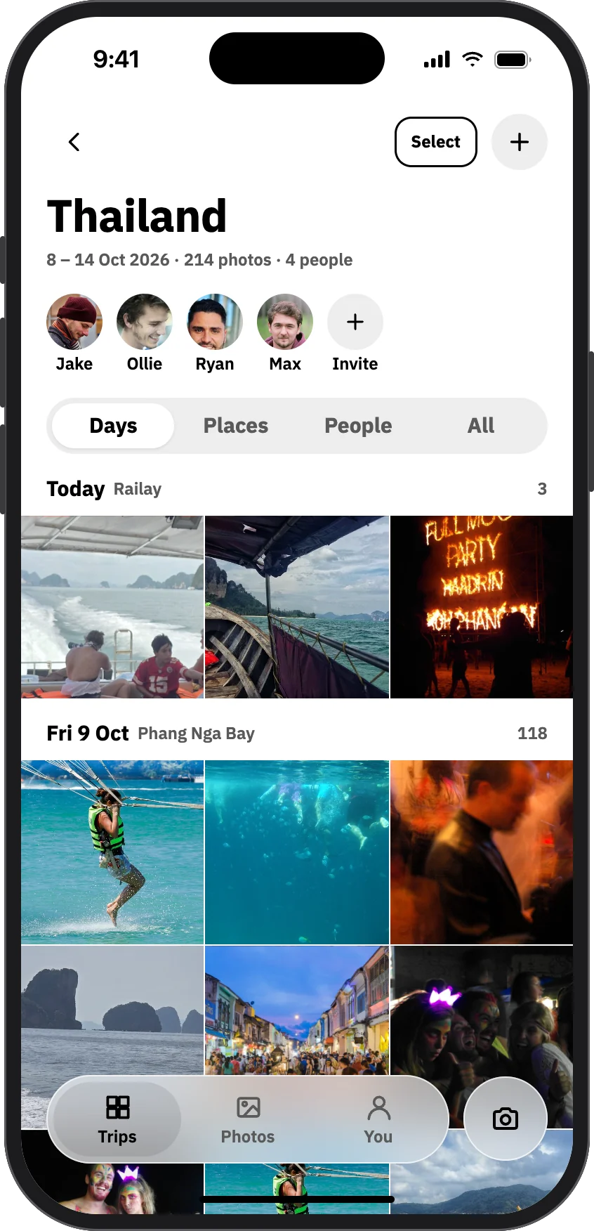 A trip album with face filters